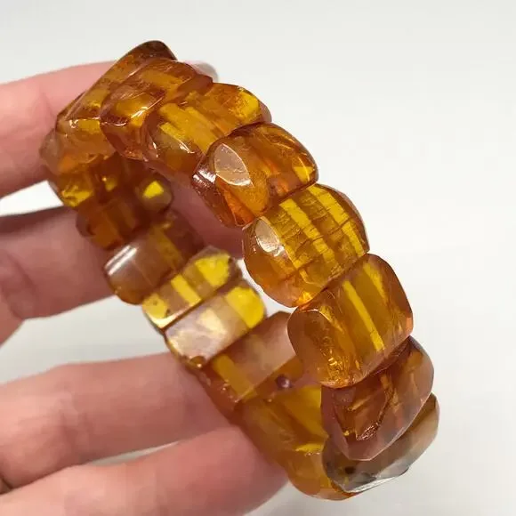 Vintage BALTIC AMBER Stretch BRACELET 20 Grams Dark and Light Honey Color - Picture 9 of 17